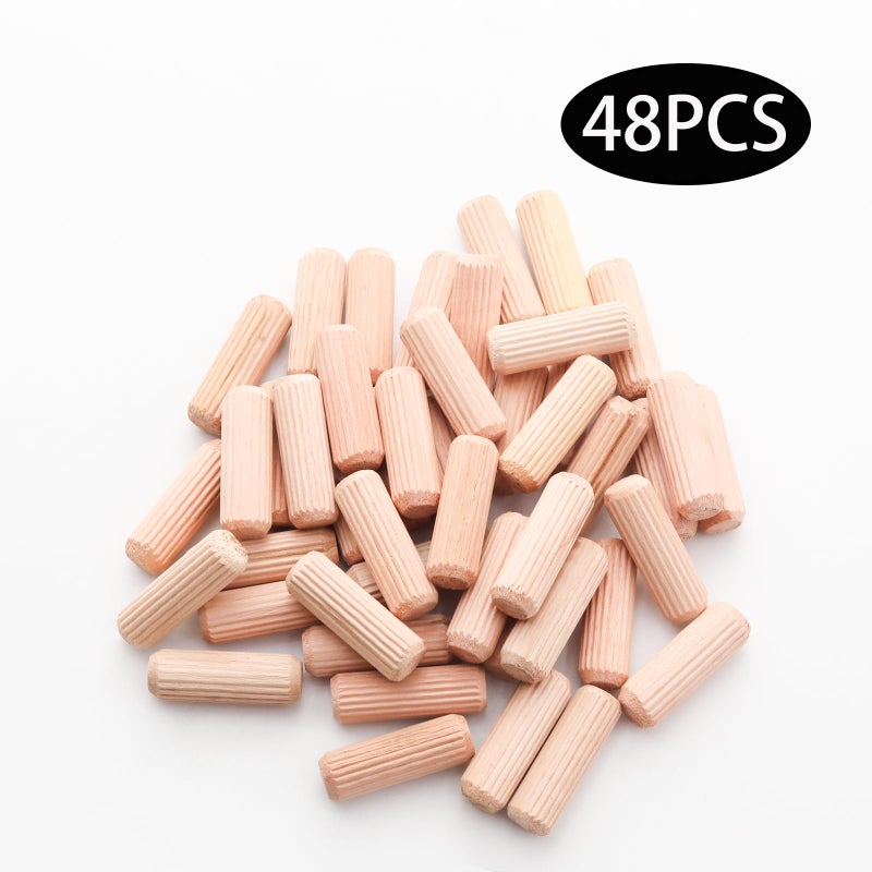 Adyoney 48 قطعة 10 مم × 30 مم / 2/5 بوصة × 1.18 بوصة دبوس وتد خشبي أطراف مشطوفة مخددة أوتاد خشبية داعمة للأرفف - Image 3